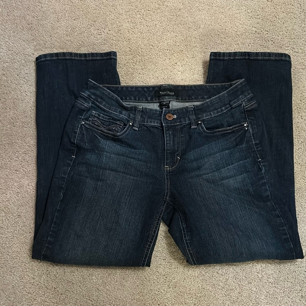 White House Black Market Crop Leg Jeans Embellished Contour Size 10 Stretch